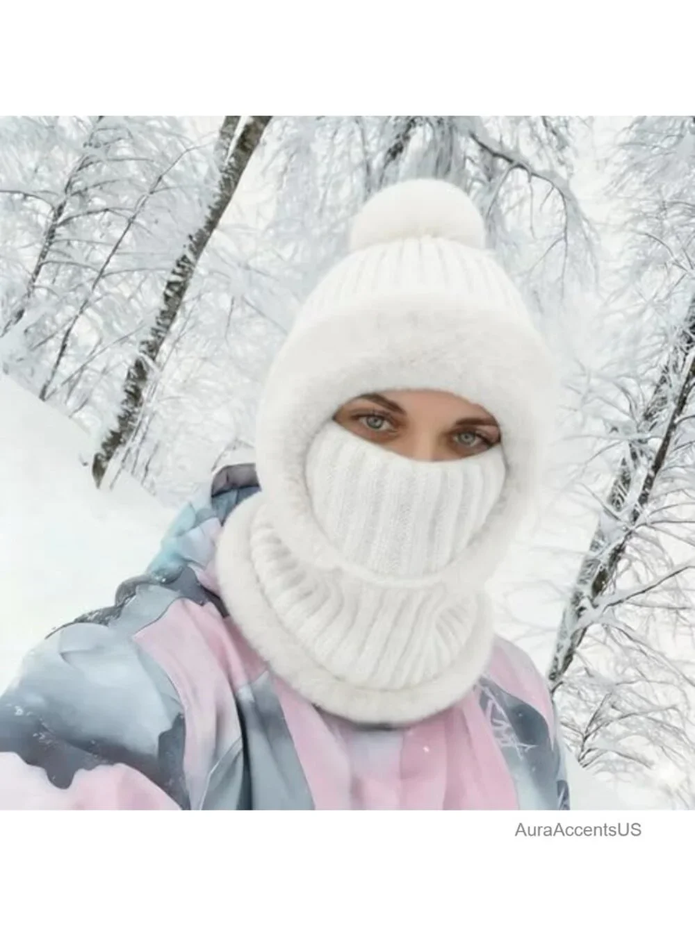 3-in-1 Beanie with Scarf & Mask, Acrylic Polyester Fleece Lined Winter Hat for
